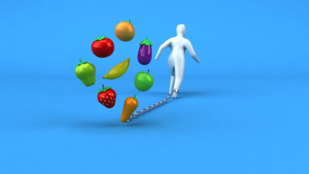 Símbolo de carga con verduras y frutas — Vídeos de Stock