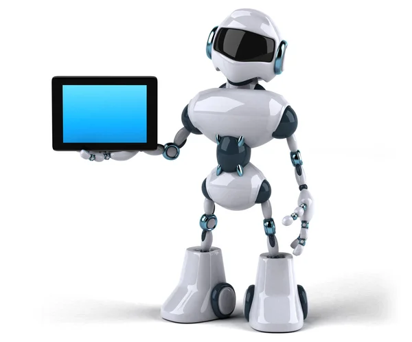 Robot holding tablet — Stock Photo, Image