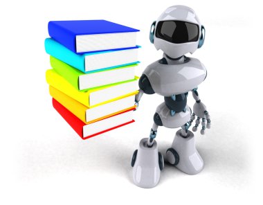  Robot holding kitaplar