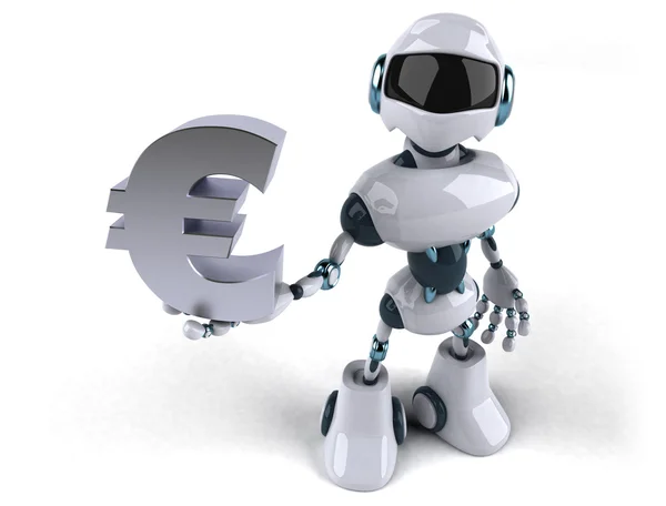 Robot holding euro — 图库照片