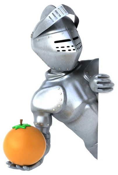 Medieval knight holding orange — Stock Photo, Image