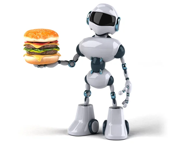 Robot holding burger — Stock Photo, Image