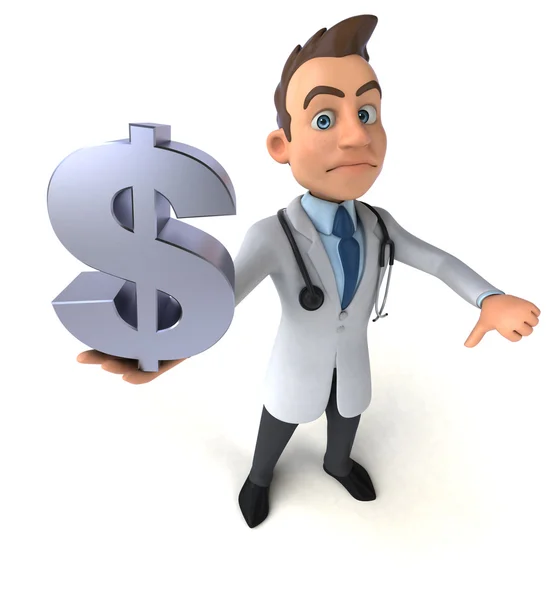 Doctor holding dollar — Stock Photo, Image