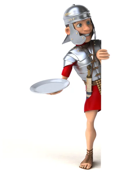Soldier holding plate — Stock Photo, Image