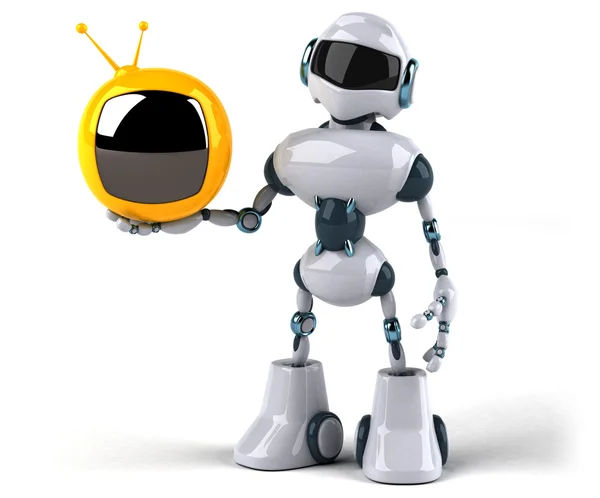 TV cihazı tutarak robot — Stok fotoğraf