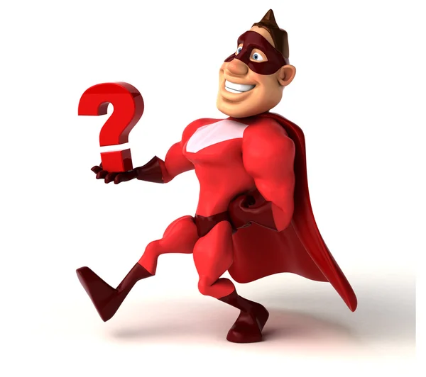 Superhero holding question mark — Stock Photo, Image