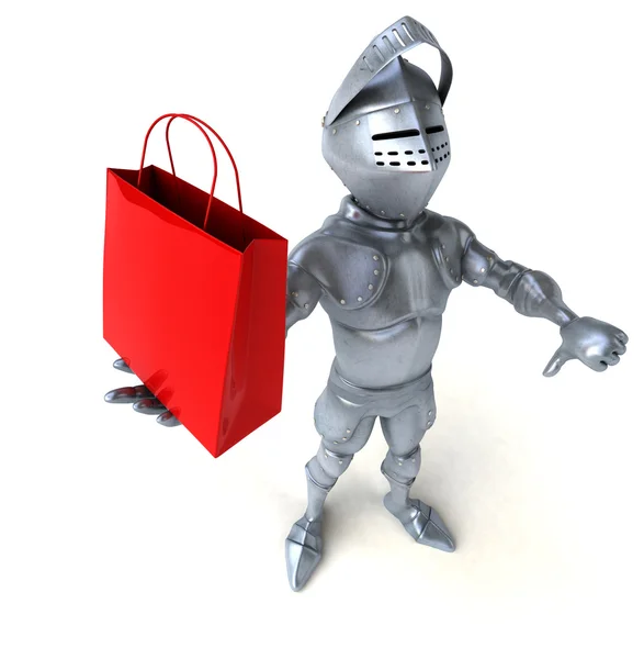 Knight with shopping bag — Stock Photo, Image