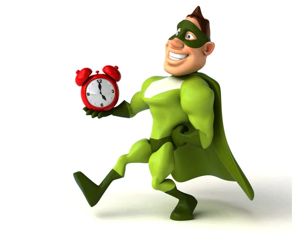 Super herói segurando relógio — Fotografia de Stock
