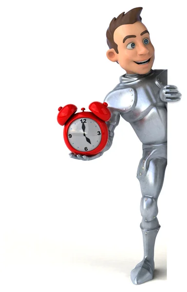 Knight with alarm clock — Stock Photo, Image