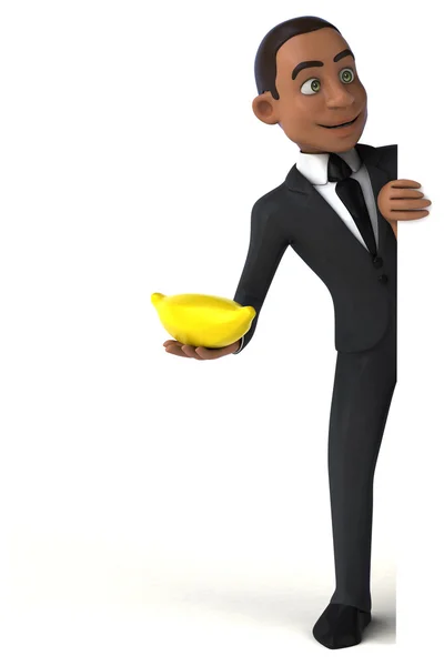Бізнесмен тримає карту і банан — стокове фото