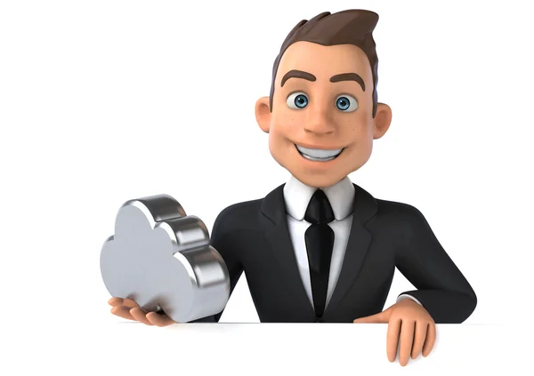 Businessman holding card and cloud — Stock Photo, Image