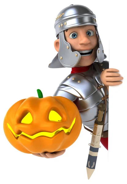 Soldier holding pumpkin — Stock Photo, Image