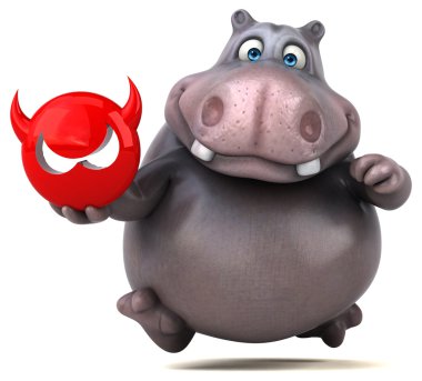 Virüs işareti tutarak eğlenceli su aygırı