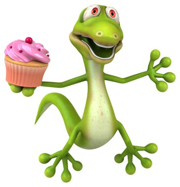  kertenkele holding cupcake 
