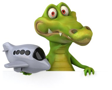 Eğlenceli timsah holding uçak