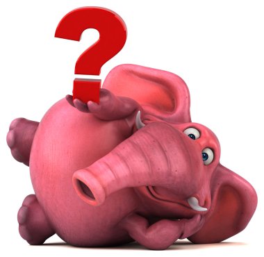 Pembe fil soru işareti tutarak 