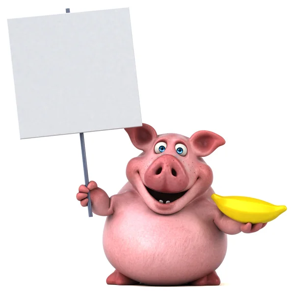 Pig holding banana — Stock Photo, Image