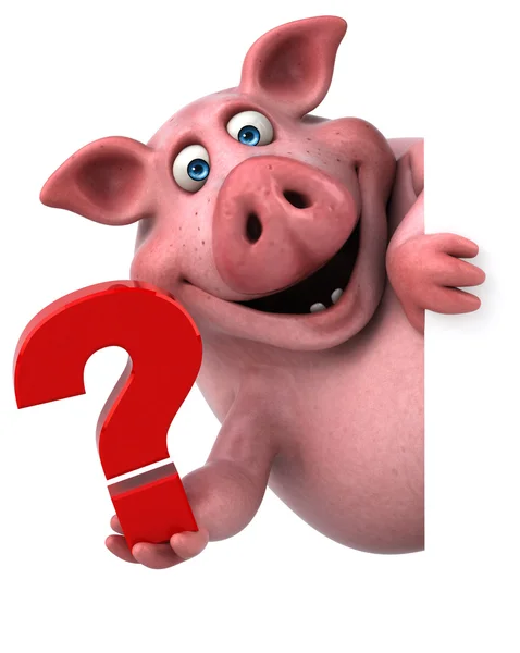 Pig holding question mark — Stock Photo, Image