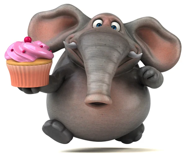 Słoń gospodarstwa cupcake — Zdjęcie stockowe