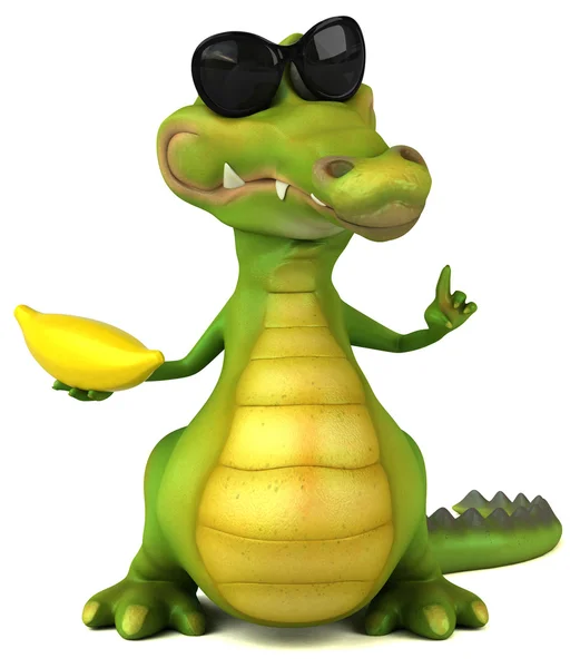 Zabawne krokodyl banan gospodarstwa — Zdjęcie stockowe
