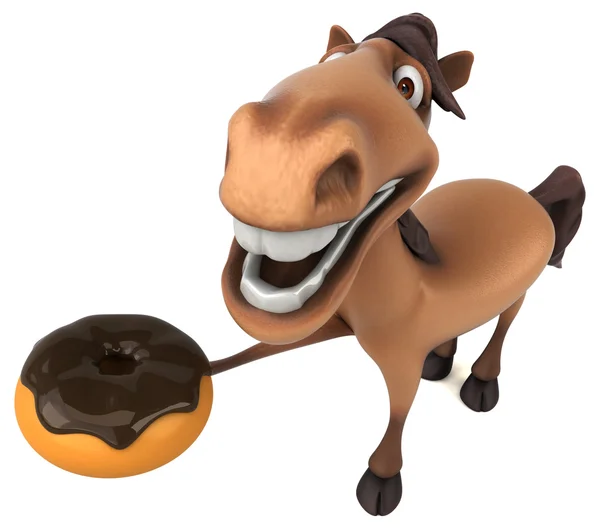 Pferd hält Donut — Stockfoto