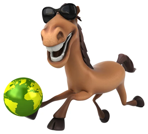 Horse holding globe — Stock Photo, Image