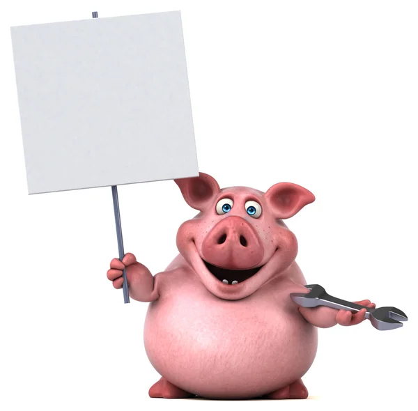 Cartoon porco segurando ferramenta — Fotografia de Stock