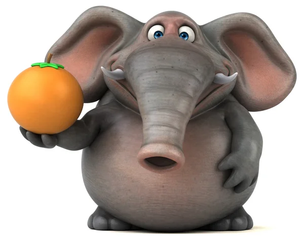 Elefante divertido sosteniendo naranja — Foto de Stock
