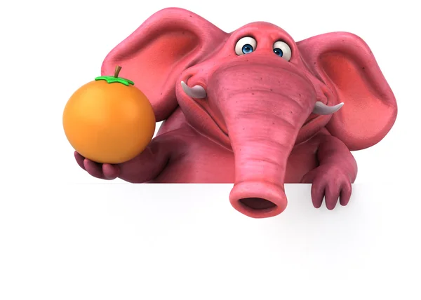 Розовый слон держит оранжевый — стоковое фото