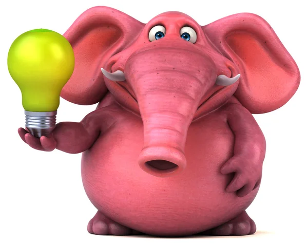 Elefante rosa segurando lâmpada — Fotografia de Stock