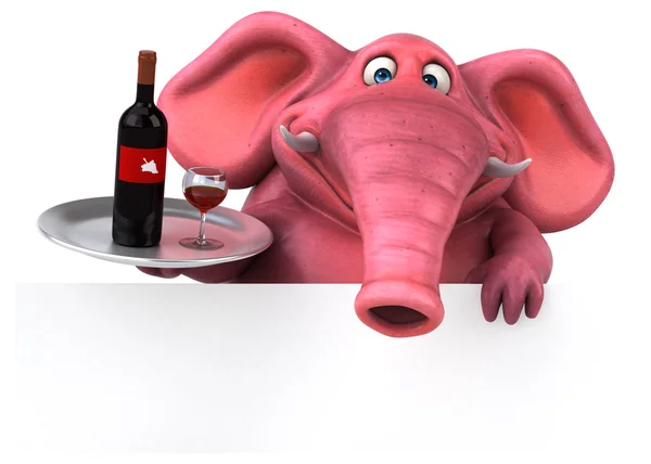 Różowy słoń gospodarstwa wina — Zdjęcie stockowe