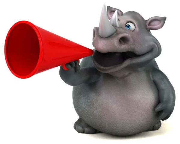 Rhinoceros holding loud speaker — Stock Photo, Image