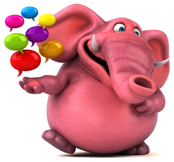 Pink elephant holding bubbles — Stock Photo, Image