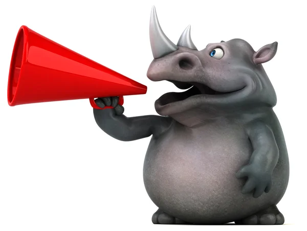 Rhinoceros holding loud speaker — Stock Photo, Image