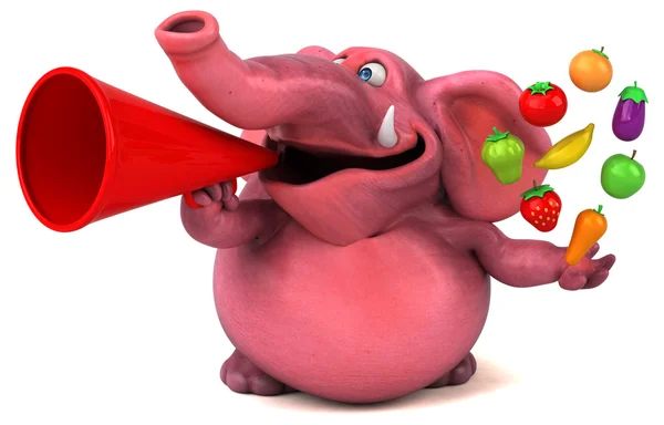 Rosa elefant med frukt och grönsaker — Stockfoto