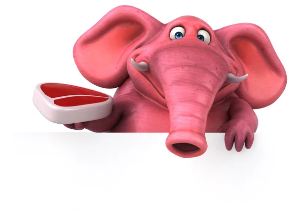 Pink elephant bedrijf vlees — Stockfoto