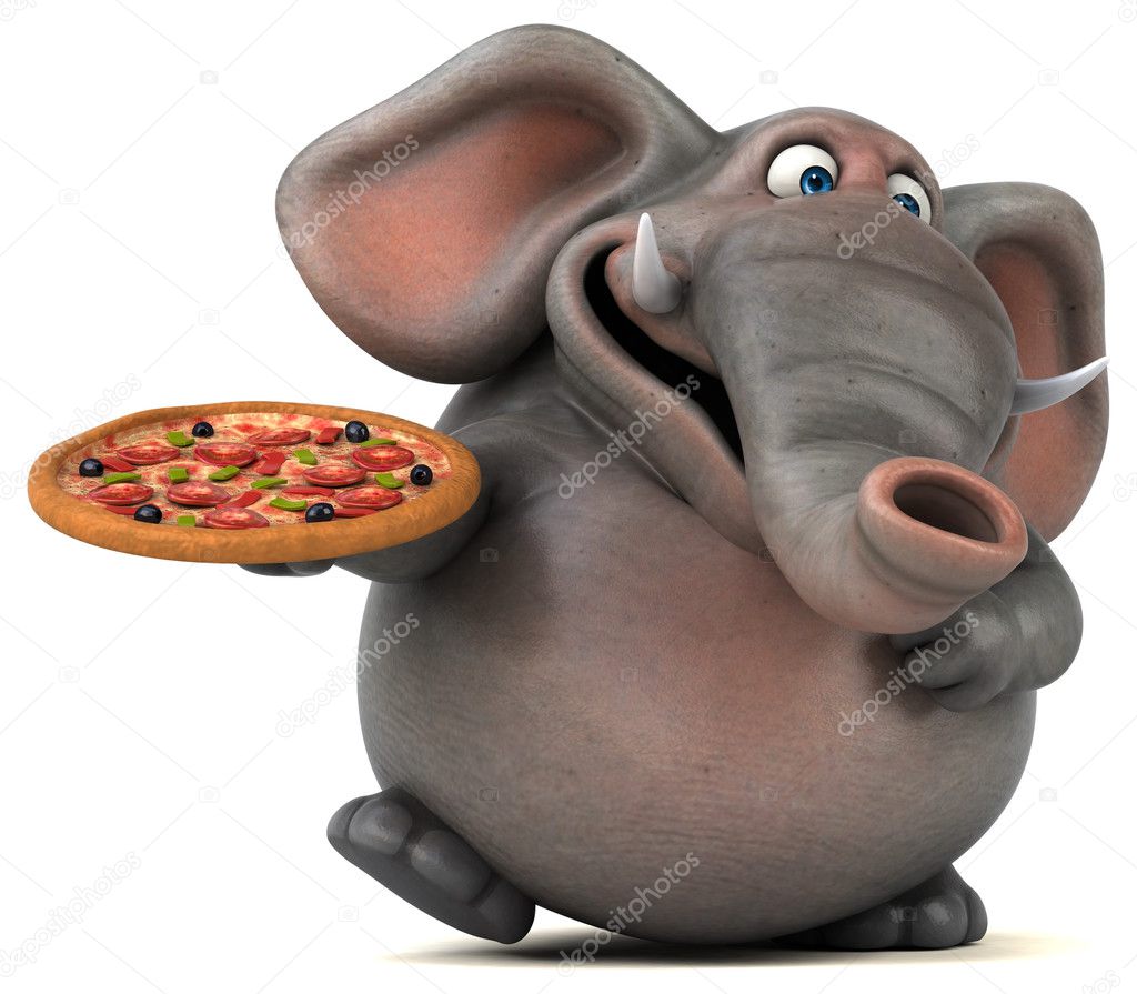 Fun elephant holding pizza Stock Photo by ©julos 126026206