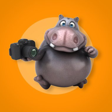 Eğlenceli su aygırı holding kamera