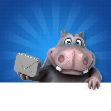 E-posta işareti tutarak eğlenceli su aygırı