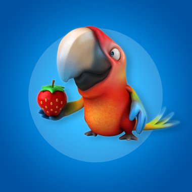 çilek tutan papağan 