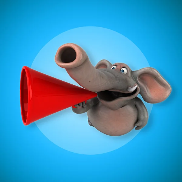 Fun slon drží megafon — Stock fotografie