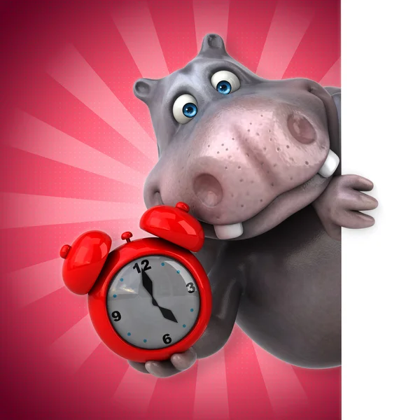 Hippo zabawa zegar gospodarstwa — Zdjęcie stockowe