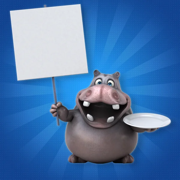 Placa de retención de hipopótamo divertido — Foto de Stock