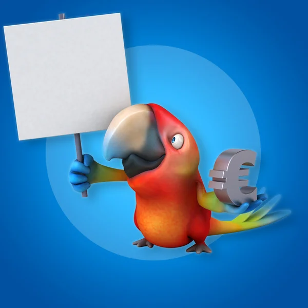 Parrot holding  card and euro — Stock Photo, Image