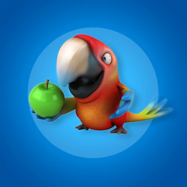 Papuga gospodarstwa apple — Zdjęcie stockowe