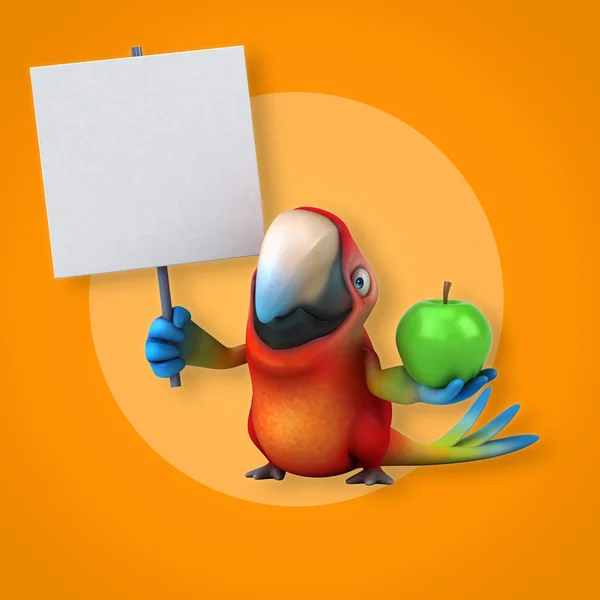 Parrot holding  apple — Stock Photo, Image