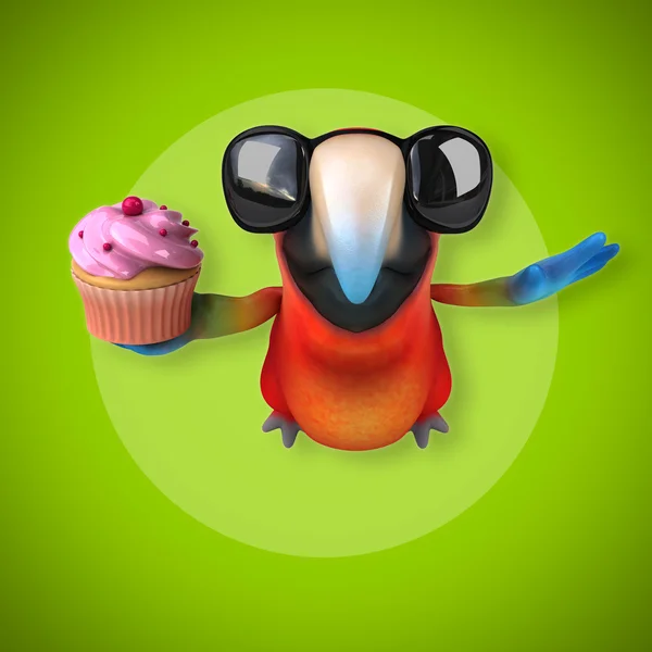 Papuga gospodarstwa cupcake — Zdjęcie stockowe