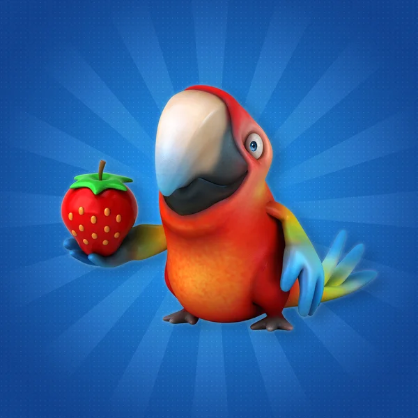 Papagáj gazdaság eper — Stock Fotó