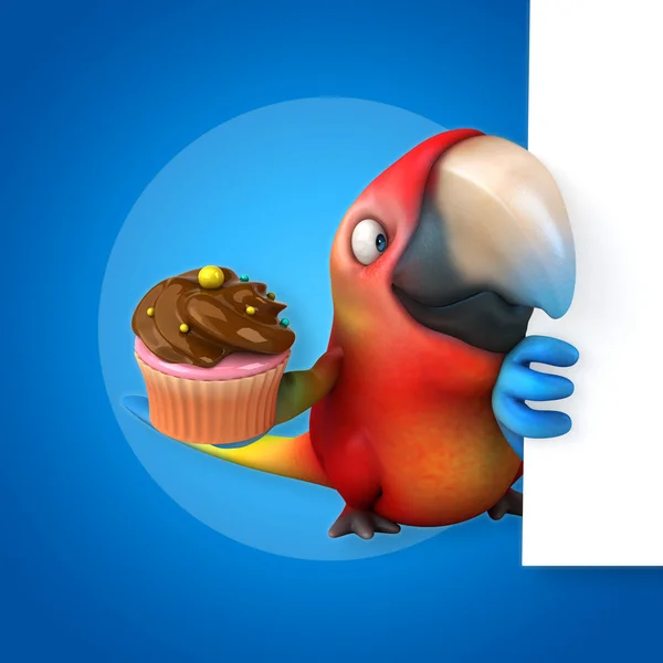 Parrot holding  cupcake — Stock Photo, Image