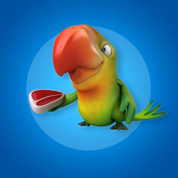 Papoušek drží maso — Stock fotografie